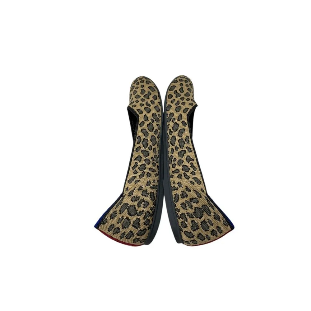 Rothy's The Flat Women's Size 10 Leopard Spotted Brown Ballet Shoes Knit